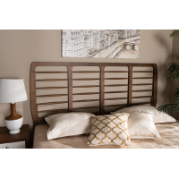 Baxton Studio MG9749-Ash Walnut-HB-King Baxton Studio Carolyn Mid-Century Modern Ash Walnut Finished Wood King Size Headboard